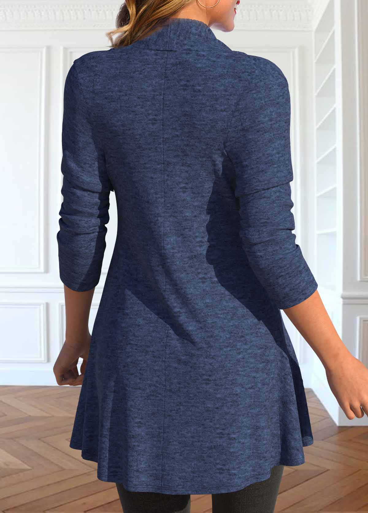 Navy Plus Size Geometric Print Fake Two Piece Twinset | picture 