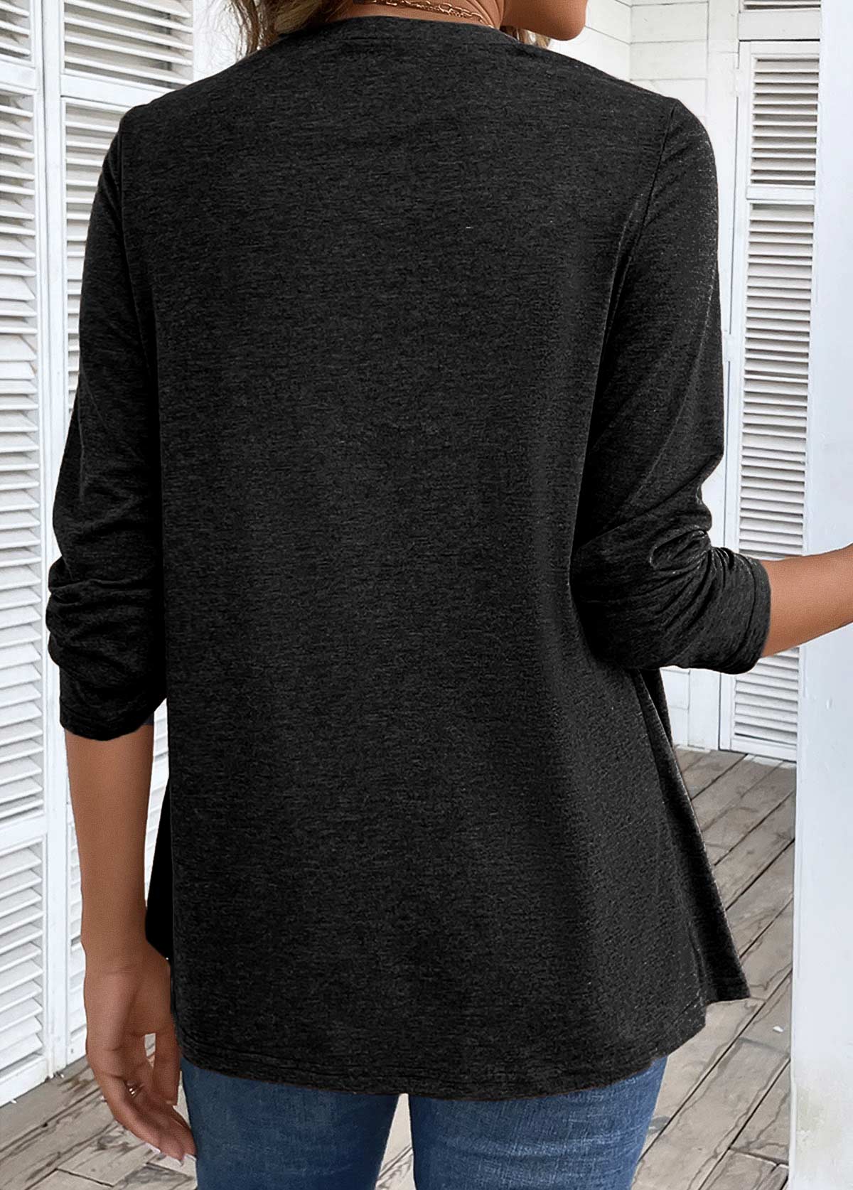 Dark Grey Marl Fake 2in1 Long Sleeve T Shirt