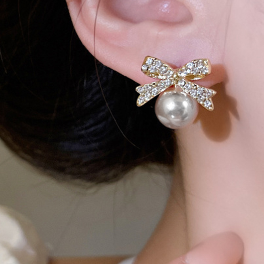 White Color Butterfly Alloy Detail Earring | picture 