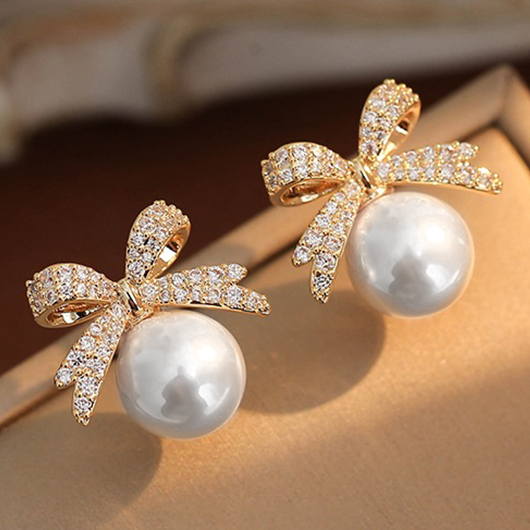 White Color Butterfly Alloy Detail Earring | picture 