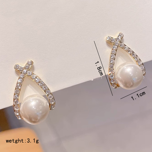 White Color Round Alloy Ear Studs | picture 