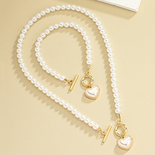 White Round Pearl Necklace and Bracelet | picture 