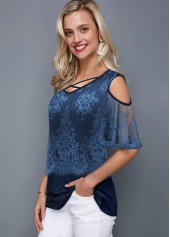 Criss Cross Short Sleeve V Neck T Shirt | thumb picture 