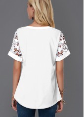White Mesh Short Sleeve V Neck Blouse | thumb picture 