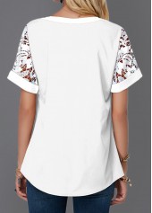 White Mesh Short Sleeve V Neck Blouse | thumb picture 