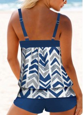 Geometric Print Blue Double Straps Tankini Top-No Bottom | picture 2