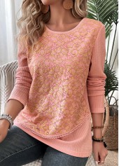 Dusty Pink Layered Long Sleeve Round Neck T Shirt