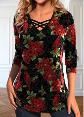 Black Velvet Christmas Print Long Sleeve T Shirt | thumb picture 