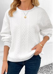 White Patchwork Long Sleeve Round Neck Sweatshirt | thumb picture 