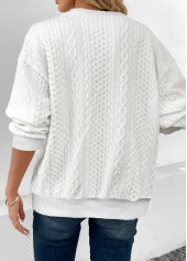 White Patchwork Long Sleeve Round Neck Sweatshirt | thumb picture 