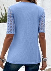 Dusty Blue Fake 2in1 Short Sleeve T Shirt | thumb picture 