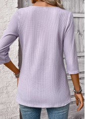 Light Purple Striped 3/4 Sleeve Fake Two Piece Twinset | thumb picture 