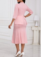 Pink Fake 2in1 3/4 Sleeve Square Neck Bodycon Dress | thumb picture 