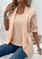 Dusty Pink Half Sleeve Fake Two Piece Twinset | thumb picture 