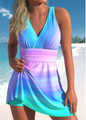 Criss Cross High Waisted Ombre Swimdress and Shorts