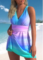 Criss Cross High Waisted Ombre Swimdress and Shorts | thumb picture 
