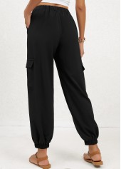 Black Double Side Pockets Jogger Elastic Waist Pants | thumb picture 