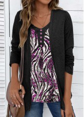 Dark Grey Marl Long Sleeve Fake Two Piece Twinset | thumb picture 