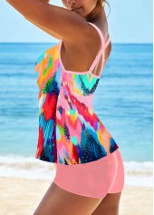 Criss Cross Mid Waisted Geometric Print Tankini Set | thumb picture 