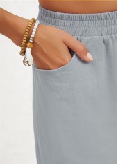 Grey Pocket Regular Elastic Waist High Waisted Pants | thumb picture 