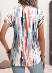 Multi Color Split Graffiti Print Short Sleeve Blouse | thumb picture 