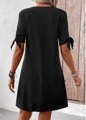 Black Patchwork Short V Neck Shift Dress | thumb picture 