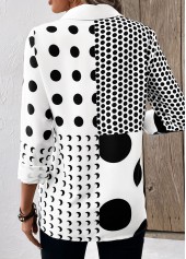 White Button Polka Dot Long Sleeve Shirt Collar Blouse | thumb picture 