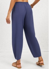 Navy Pocket Regular Elastic Waist Mid Waisted Pants | thumb picture 