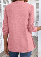 Pink Fake 2in1 Long Sleeve V Neck Blouse | thumb picture 