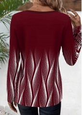 Deep Red Button Ombre Long Sleeve T Shirt | thumb picture 