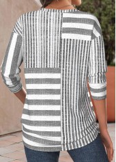 Light Grey Marl Striped Long Sleeve T Shirt | thumb picture 