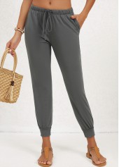 Dark Grey Pocket Jogger Elastic Waist Mid Waisted Pants