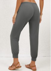 Dark Grey Pocket Jogger Elastic Waist Mid Waisted Pants | thumb picture 