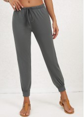 Dark Grey Pocket Jogger Elastic Waist Mid Waisted Pants | thumb picture 