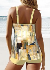 Patchwork Geometric Print Light Yellow Tankini Set | thumb picture 