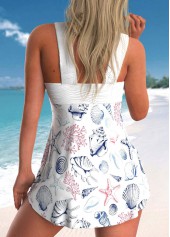 Surplice Mid Waisted Marine Life Print White Tankini Set | thumb picture 