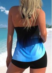 V Neck Bowknot Ombre Blue Tankini Set | thumb picture 