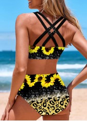 Bowknot Floral Print Yellow Bikini Set | thumb picture 