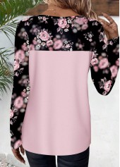 Pink Patchwork Ditsy Floral Print Long Sleeve T Shirt | thumb picture 