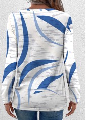 Blue Lightweight Geometric Print Long Sleeve T Shirt | thumb picture 