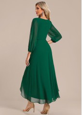 Green Surplice High Low Three Quarter Length Sleeve Dress | thumb picture 