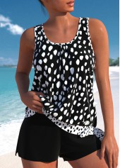Bowknot Polka Dot Black Tankini Set