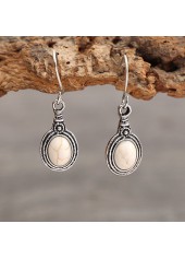 Silvery Color White Oval Alloy Earrings | thumb picture 