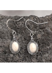 Silvery Color White Oval Alloy Earrings | thumb picture 
