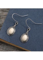 Silvery Color White Oval Alloy Earrings | thumb picture 