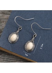 Silvery Color White Oval Alloy Earrings | thumb picture 