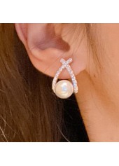 White Color Round Alloy Ear Studs | thumb picture 