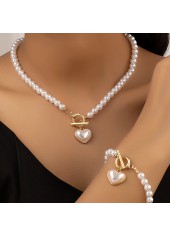 White Round Pearl Necklace and Bracelet