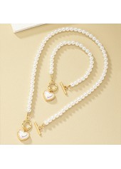 White Round Pearl Necklace and Bracelet | thumb picture 