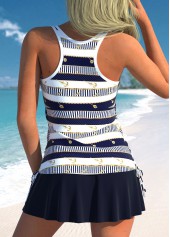 Fake 2in1 Striped Navy Tankini Set | thumb picture 